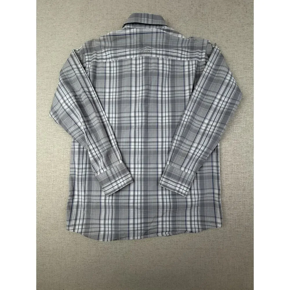 Ariat Pro Series Western Shirt Men’s Medium Gray Plaid Pearl Snap Long Sleeve